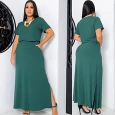 Conjunto Feminino Blusa e Saia Max Saruel Pantacourt Acinturado com Bolsos Laterais