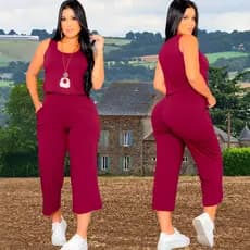 Roupas Femininas Conjunto 2 Peças Max Saruel Pantacourt Acinturado Bolsos Laterais
