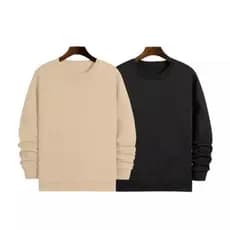 Kit 02 Blusa de Frio Gola Careca Moletom Flanelado Unissex