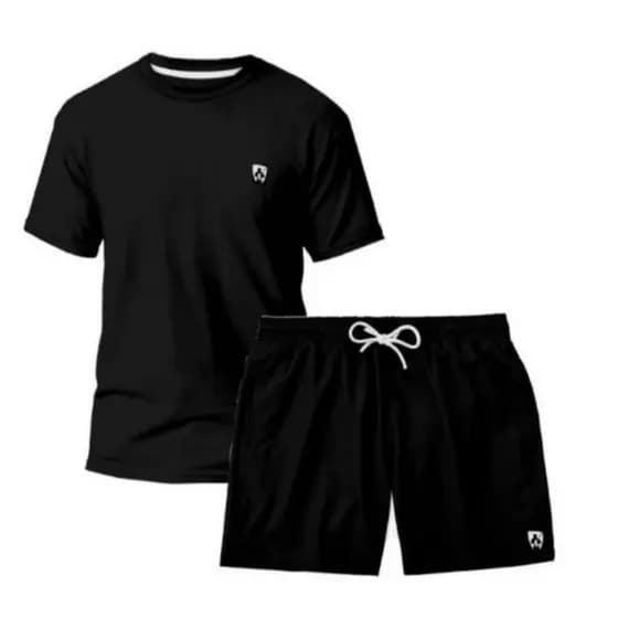 Conjunto Camiseta Masculina Básica + Bermuda Tactel