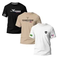 Kit 3 Camiseta Masculina 100% Algodão Camisa Country