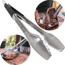 Pegador Inox Universal 45Cm Grande ou Pinça para Alimentos Salada e Churrasco Profissional com Cabo Longo Brasa Fácil