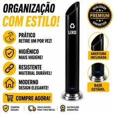 Lixo Lixeira  Dispensador para Copo Descartável Agua - Cor Preto - para copo até 300ml
