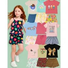 MINILÊ KIDS Kit 6 Peças 3 Blusas e 3 Shorts Infantil Menina Roupa Infantil Feminina Verão
