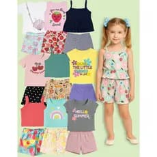 Kit Sortidos 10 peças de Roupas Infantil Menina 5 Blusas+5 Shorts Blogueirinha
