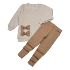 Conjunto Moletom Infantil Menina Laços Inverno Estiloso