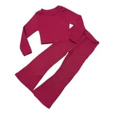 Conjunto Infantil Tricot Cropped E Calça Flare Menina