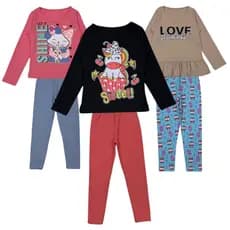 Kit 3 Conjunto Infantil Menina Meia Estaçao Blusas de Frio e Leggings