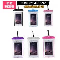 Kit Capa Bag Celular Case Prova D'água Universal IPX8 Touch Impermeavel - Envio Imediato até 13h