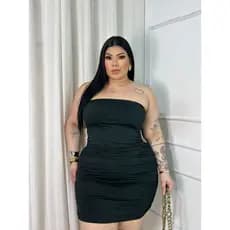 Vestido Plus Size Tomara que Caia Franzido em Tecido Suplex – Elegante e Confortável