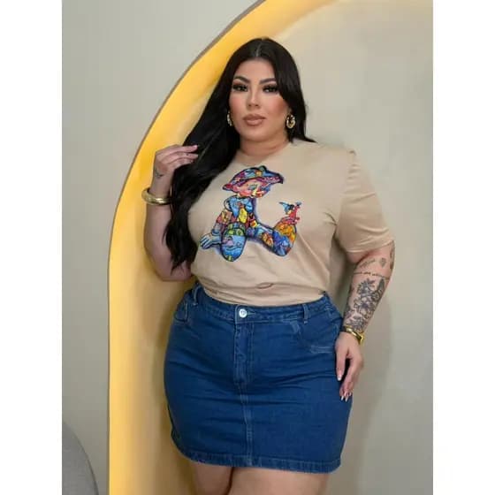 Camiseta T-shirt  Plus Size Feminina Estampa personagens