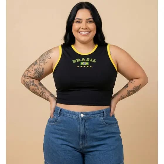 Cropped Suplex Plus Size Brasil Copa Do Mundo Feminino