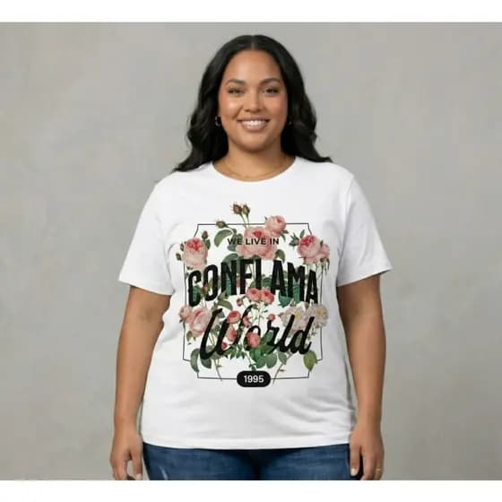 Camiseta T-shirt Plus Size Feminina Vintage  Estampa Floral  "Flowers 1995" 31.1