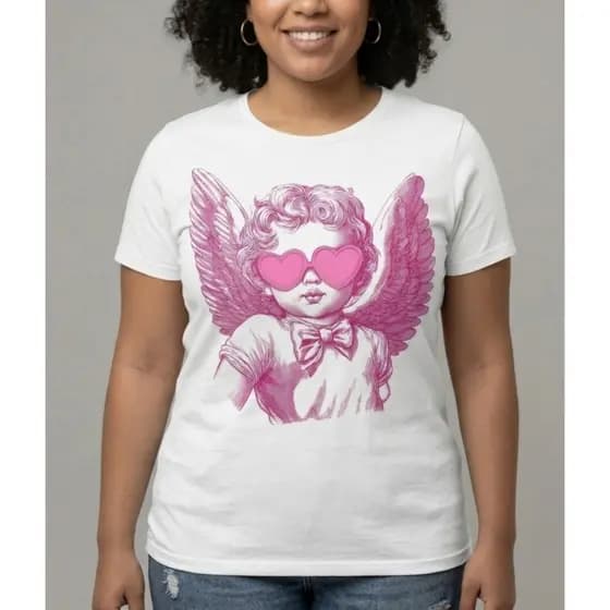 Camiseta T-shirt Plus Size Feminina Estampa "Anjo do Amor" Premium 31.1