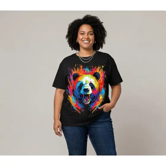 Camiseta T-shirt Plus Size Feminina Premium Coleção Urso Panda 31.1