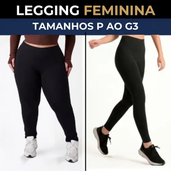 Calça Legging Feminina Básica Suplex Cós Alto Academia Fitness P ao G3 Não Transparente