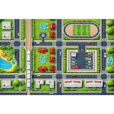 Tapete em Lona Pista de Corrida Carrinho Cidade Infantil 150x100