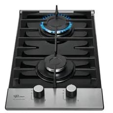 Cooktop A Gás Fischer 2 Bocas Platinium Com Trempe De Ferro Fundido Mesa Vidro Bivolt