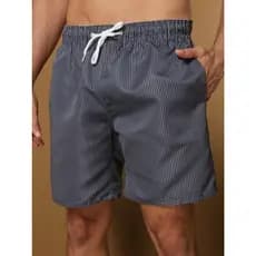 Bermudas Masculinas Homens Shorts impressão listrada cintura com cordão