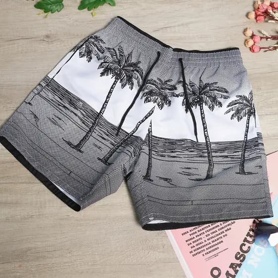 Bermudas Masculinas  Shorts Seca Rápido  Surf Estampada Praia Tactel  Adulto Shorts Coqueiro