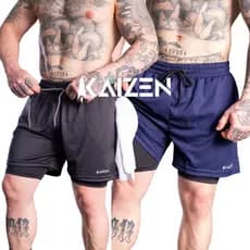 KIT 2 BERMUDA 2 EM 1 DRY FIT COM COMPRESSÃO MASCULINO ACADEMIA UniversoFit sports