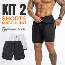 kit 2 Shorts 2 em 1 kaizen sports para treinar bermuda dupla  fitnes sport fitnes sports