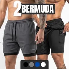 kit 2 bermudas academia shorts 2 em 1  para treinar esporte fitnes SPORT FIT sports