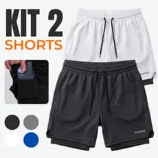 kit 2 bermudas academia shorts 2 em 1  para treinar esporte fitnes ACADEMIA sports
