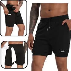 Shorts Masculino 2 em 1  Forrado para academia bermuda dupla ACADEMIA