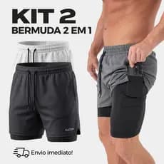 kit 2 Bermudas Academia Masculina de Alta Compressão Kaizen Sports ACADEMIA