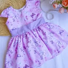 Vestido Infantil  Jardim das Borboletas lilás