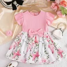 Vestido Infantil Menina Festa Floral Vestido Estampado Casamento Vestido Criança Bebê