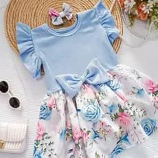Vestido Infantil Bebê Menina Sem Mangas Floral Festa Vestidos De Princesa Verão