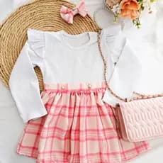 Vestido de Inverno Infantil Menina Blogueirinha Festa Vestido Manga Longa de 1 a 4 anos