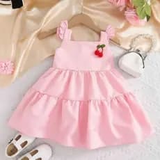 Vestido Infantil Rosa Menina Festa Aniversario Verão Crianças Vestido para Meninas 2 a 4 anos