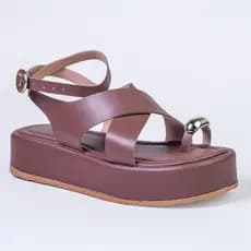 Sandália Feminina Plataforma salto Flatform Boton Minimalista Confortável Sola Alta