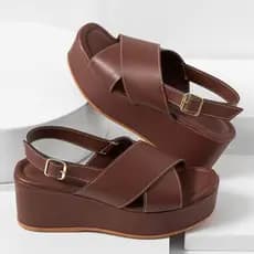Sandália Feminina Plataforma Flatform Tiras Cruzadas Slingback