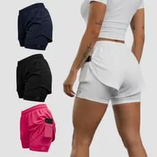 Short Feminino Compressão Academia Fitness Dry Fit Bolso Oculto