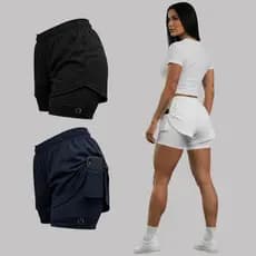 Kit 3 Shorts Feminino Compressão Academia Fitness Dry Fit Bolso Oculto