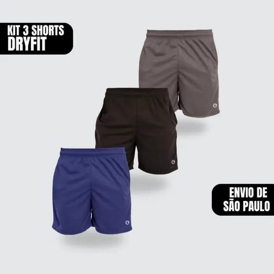 Kit 3 Bermudas Masculina Dry Fit Short Esportiva Premium Treino Academia Futebol