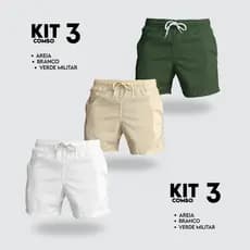 Kit 3 Shorts Linho Masculino Elegante Leve Confortável Sofisticado