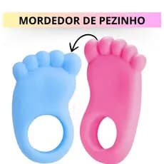 Mordedor De Pezinho para Bebe Anti-stress  Macio Azul/Rosa Tutti-frutti