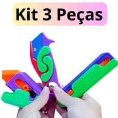 Kit 3 Faquinha Cenoura Faca Retrátil Anti Stress Fidget Toy