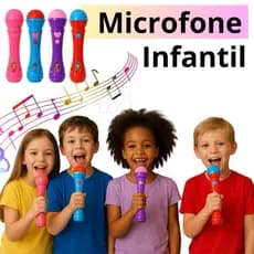 Microfone Infantil Musical Brinquedo Karaokê sai Voz Menino Menina..