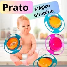 Potinho Pote Prato Mágico Giratório 360° Infantil Diversão Bebê Rotação