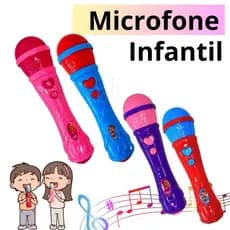 Microfone De Brinquedo Menina  Infantil Cor de Rosa Musical som Real da Voz Microfone  Karaokê..
