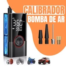 Calibrador Bomba de Ar Digital Portátil Recarregável | Compressor Elétrico com Powerbank, Luz LED, Display LCD | Carro
