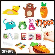 Kit De Costura De 17 Peças DIY Brinquedos De Costura De Animais Para Treinamento De Habilidades Motoras Finas