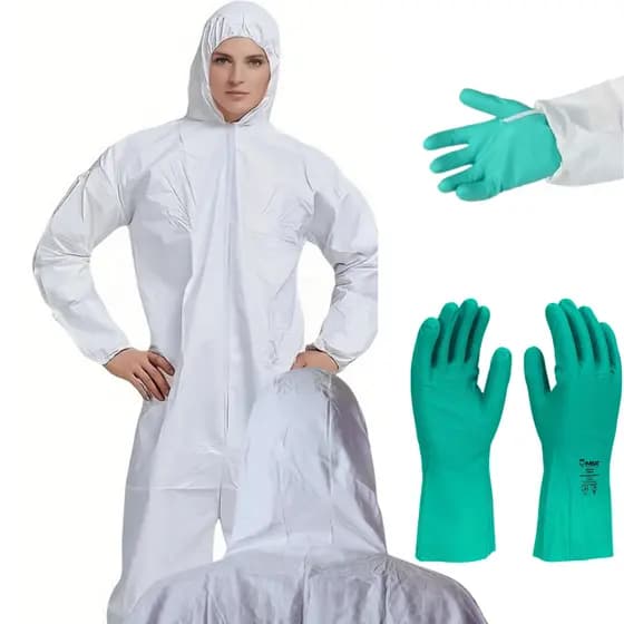 Kit Macacão Químico + Luva P/ Controle Rigoroso E Biossegurança Pro