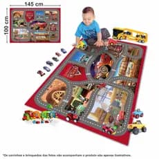 Tapete de lona Ilustrativo Grande Pista de Carrinho CARROS 100x145cm Playmat TP20